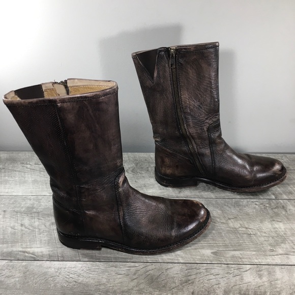 BED STU 190 Distressed Brown Leather Womens Riding Short Inside Zip Boots Size 7 - Picture 9 of 10